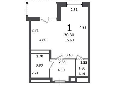 Планировки однокомнатные в Жилой дом «Генерала Пилипенко ул., д.1, к. 3»