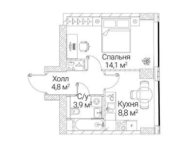 1-комнатная 31.60 кв.м, ЖК «Сезар Будущее», 24 366 760 руб.