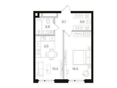 1-комнатная 42.70 кв.м, ЖК «Мангазея на Речном», 22 888 908 руб.