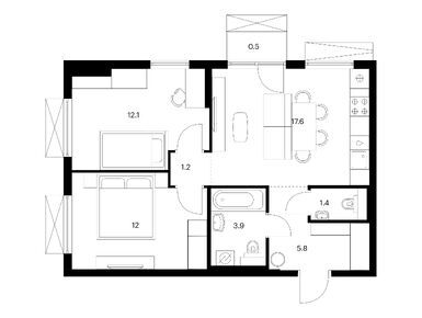 Планировки двухкомнатные в Никольские луга