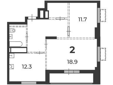 Планировки двухкомнатные в Жилой дом «Никитинская ул., д. 21, к. 3»