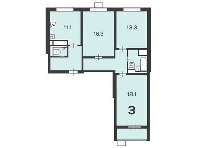 Планировки трехкомнатные в Жилой дом «Городская ул., д.12, 14»