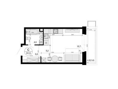 Планировки студии в ЖК «Одинцовские кварталы»