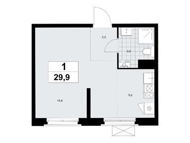 Студия 29.90 кв.м, Жилой квартал «Прокшино», 16 047 928 руб.