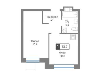 1-комнатная 31.70 кв.м, ЖК «Лесная Отрада», 7 537 594 руб.