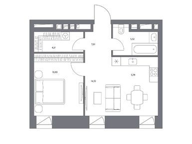 1-комнатная 47.20 кв.м, Клубный дом «Космо 4/22», 141 700 000 руб.