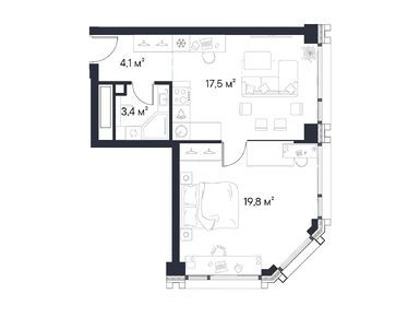 1-комнатная 44.80 кв.м, ЖК «Первый Нагатинский», 27 022 195 руб.