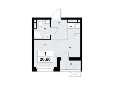 Студия 20.60 кв.м, Жилой район «Родные кварталы», 8 416 130 руб.