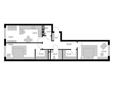 Планировки трехкомнатные в ЖК «Мытищи-Сити»