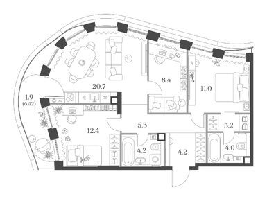 Планировки трехкомнатные в ЖК «Муза»