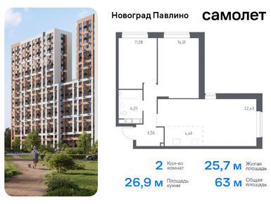 Студия 20.60 кв.м, ЖК «Новоград Павлино», 5 052 807 руб.