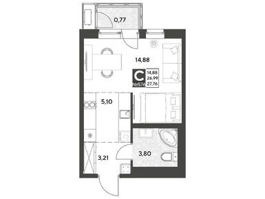 Студия 27.76 кв.м, ЖК «Космопарк», 4 783 048 руб.