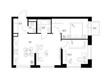 Планировки двухкомнатные в Бунинская набережная