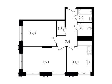 Планировки двухкомнатные в МФК «Варшавские ворота»