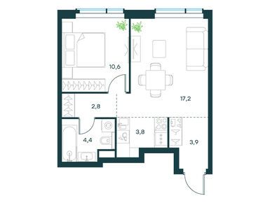 Планировки двухкомнатные в Левел Павелецкая Сити