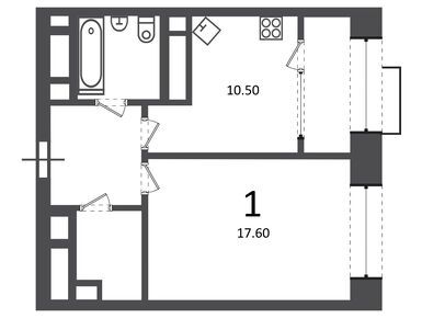 1-комнатная 41.40 кв.м, Жилой дом «Клинская ул., д. 2А», 17 555 608 руб.