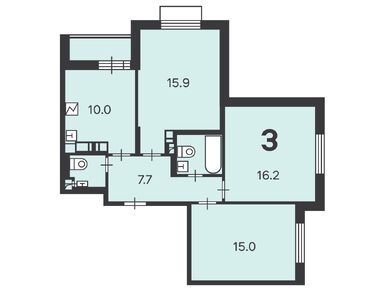 Планировки трехкомнатные в Жилой дом «Светлогорский пр-д, д. 7А»