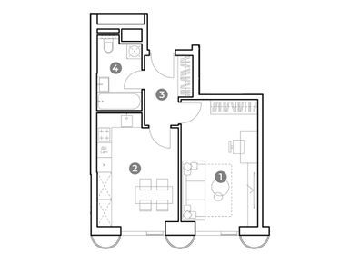 Планировки 1-к. апартаменты в NAMETKIN TOWER (Наметкин Тауэр)