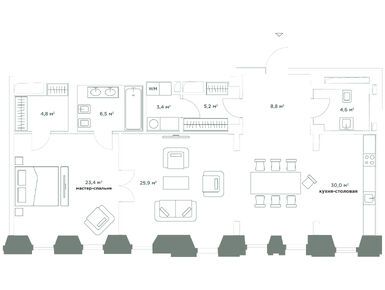 1-комнатные 113.00 кв.м, Комплекс особняков «Камергер», 225 000 000 руб.