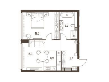 2-комнатная 58.10 кв.м, ЖК High Life (Хай Лайф), 42 736 617 руб.