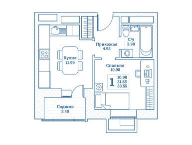 Планировки однокомнатные в ЖК «Новоград Монино»