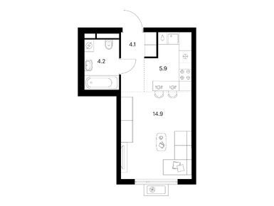 Студия 29.10 кв.м, Середневский лес, 9 163 590 руб.