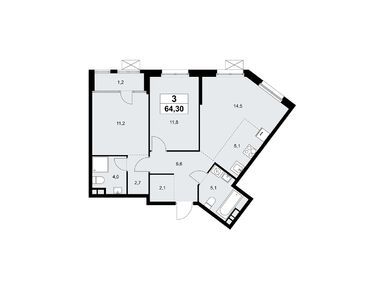 Планировки трехкомнатные в ЖК «Дом на Зорге»