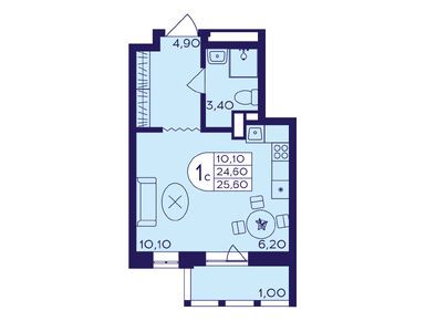 Студия 25.60 кв.м, ЖК «Героев», 7 160 320 руб.