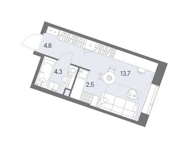 Студия 25.30 кв.м, ЖК «Родина Переделкино», 17 560 340 руб.