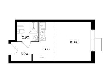 1-комнатная 22.10 кв.м, ЖК «Миловидное», 5 750 000 руб.