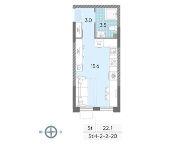 Студия 22.10 кв.м, ЖК «Лучи», 11 816 361 руб.