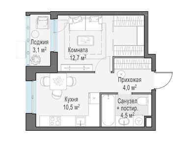 Планировки однокомнатные в ЖК «Новое Пушкино»