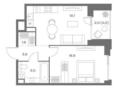 1-комнатная 47.10 кв.м, ЖК «СОУЛ», 24 616 344 руб.