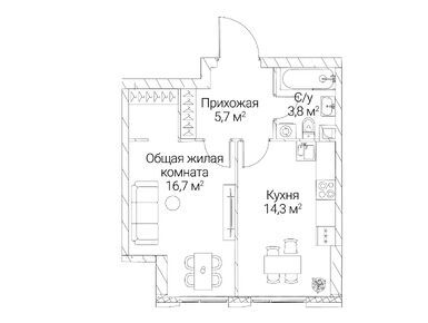 1-комнатная 40.50 кв.м, ЖК «Сезар Силика», 25 434 000 руб.