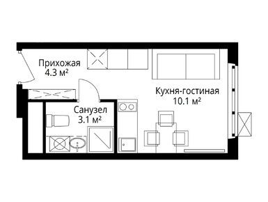 Студия 17.50 кв.м, ЖК «У реки. Эко Видное 2.0», 5 149 760 руб.