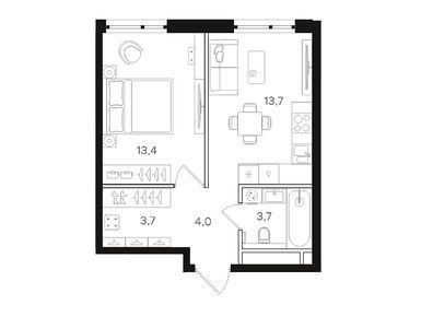 Планировки однокомнатные в ЖК «Мангазея на Речном»