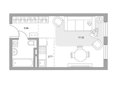Планировки студии в ЖК «Аникеевский»