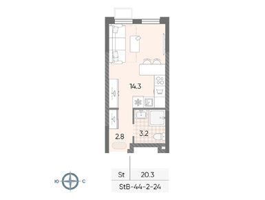 Планировки студии в ЖК «Лучи»