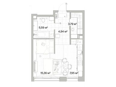 Планировки однокомнатные в ЖК «Мыс»