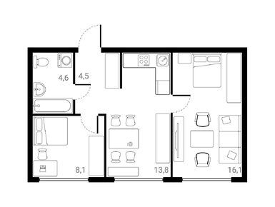 Планировки двухкомнатные в ЖК «Лесная Коллекция»