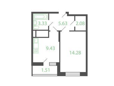 Планировки однокомнатные в Жилой квартал «Новые Котельники»