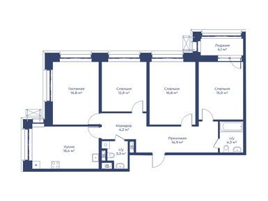 Планировки четырехкомнатные в ЖК «Цветочный Город»