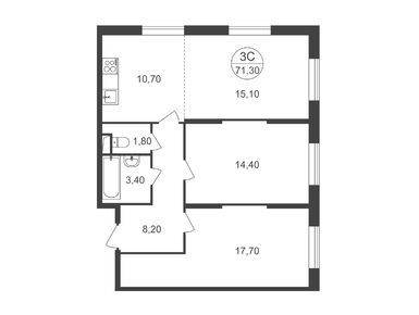 Планировки трехкомнатные в ЖК «Квартал Некрасовка»