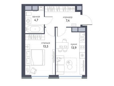 1-комнатная 39.50 кв.м, ЖК «Сиреневый парк», 17 925 048 руб.
