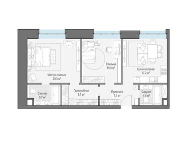 Планировки 2-к. апартаменты в Клубные особняки «Ильинка 3/8»