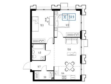 Планировки трехкомнатные в ЖК Skolkovo ONE (Сколково Уан)