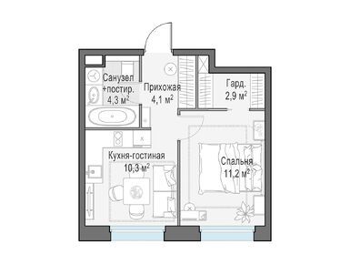 Планировки однокомнатные в ЖК «Белый Град»