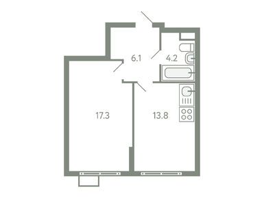 1-комнатная 40.40 кв.м, ЖК «Ново-Молоково», 7 313 000 руб.