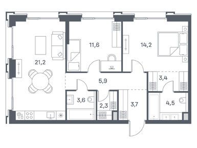 Планировки двухкомнатные в ЖК Portland. Дом на берегу