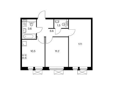 Планировки двухкомнатные в Кузьминский лес